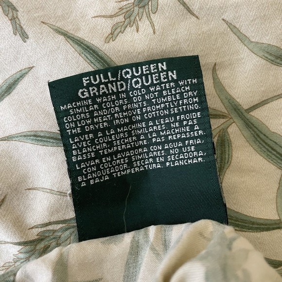Ralph Lauren Desert Plains Perennial cream green Queen Duvet Italy Vintage - Picture 4 of 4